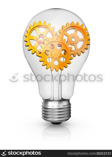 incandescent lamp which is located inside the golden gears