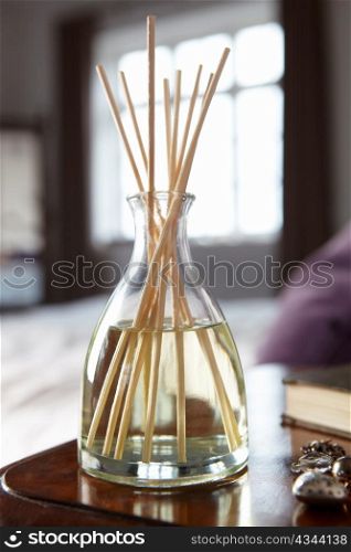 Incense sticks on bedside table