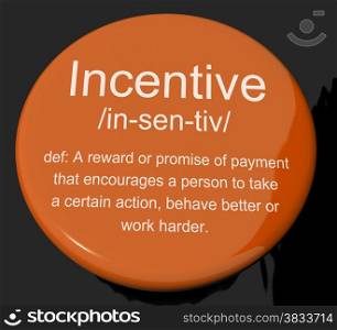 Incentive Definition Button Showing Encouragement Enticing And Motivation. Incentive Definition Button Shows Encouragement Enticing And Motivation