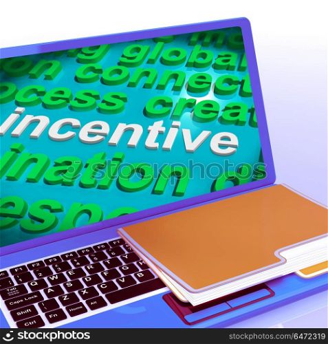 Incentive Word Cloud Laptop Showing Bonus Inducement Reward