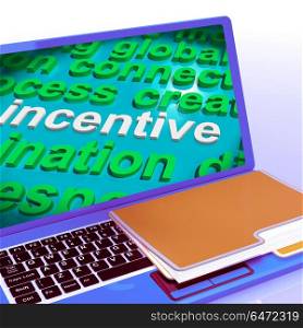 Incentive Word Cloud Laptop Showing Bonus Inducement Reward