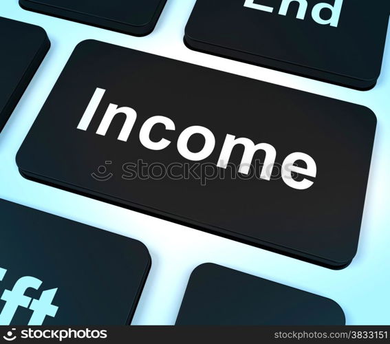 Income Computer Key Showing Earnings And Revenue. Income Computer Key Shows Earnings And Revenue