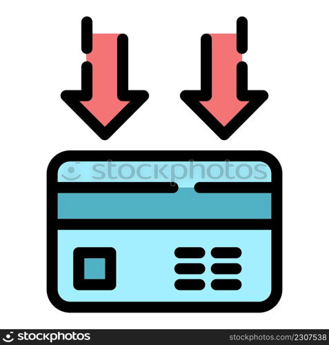 Income on card icon. Outline income on card vector icon color flat isolated. Income on card icon color outline vector