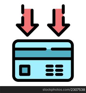 Income on card icon. Outline income on card vector icon color flat isolated. Income on card icon color outline vector