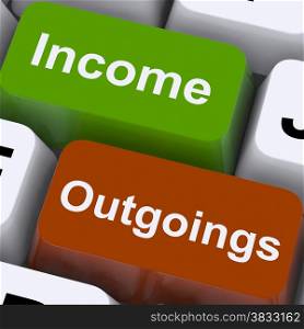 Income Outgoings Keys Show Budgeting And Bookkeeping. Income Outgoings Keys Showing Budgeting And Bookkeeping