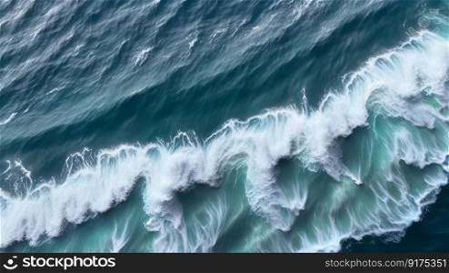 Incredible Aerial Picture of Ocean Waves Crashing Into the Void. Generative AI.