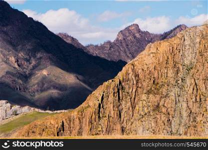 incredible landscape of Altai mountain valley with rock.. incredible landscape of Altai mountain valley with rock
