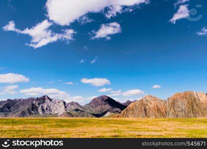 incredible landscape of Altai mountain valley with rock.. incredible landscape of Altai mountain valley with rock