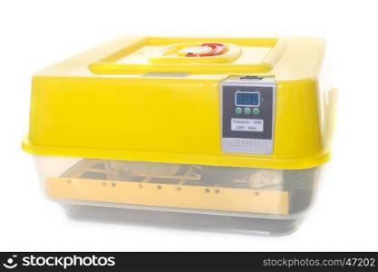 incubator for eggs in front of white background