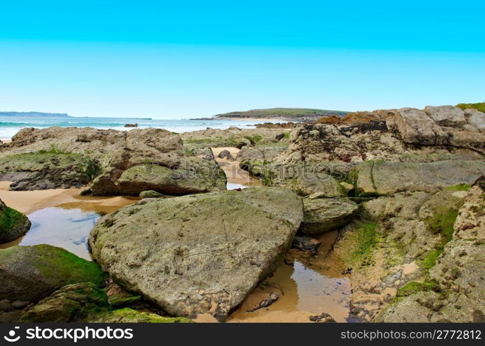 Indented Coastline and Tidal Wave on the Atlantic Coast in Spain