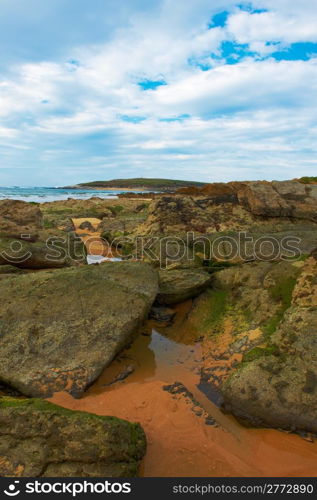 Indented Coastline and Tidal Wave on the Atlantic Coast in Spain