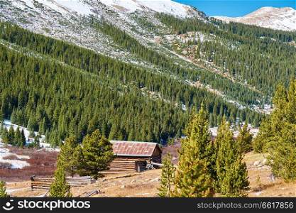 Independence Ghost Town in Colorado mountains at autumn, USA