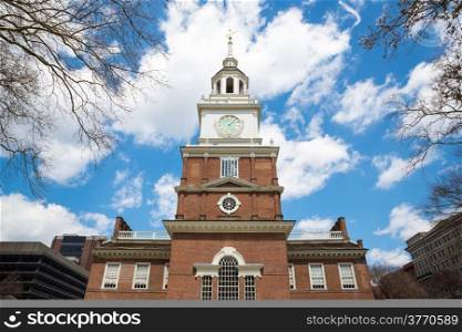 Independence Hall in Philadelphia Pennsylvania from the south side, site of the signing of the Declaration of Independence in 1776