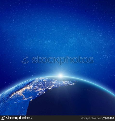 India city lights. Elements of this image furnished by NASA. 3d rendering. India city lights