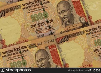 India currency background. INR pattern. Indian rupee banknotes