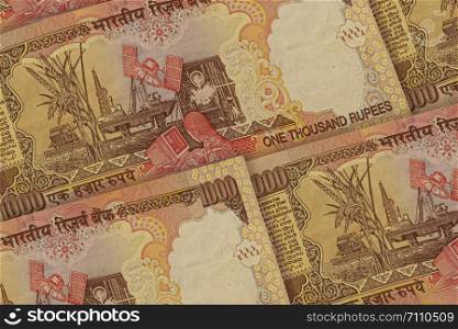India currency background. INR pattern. Indian rupee banknotes
