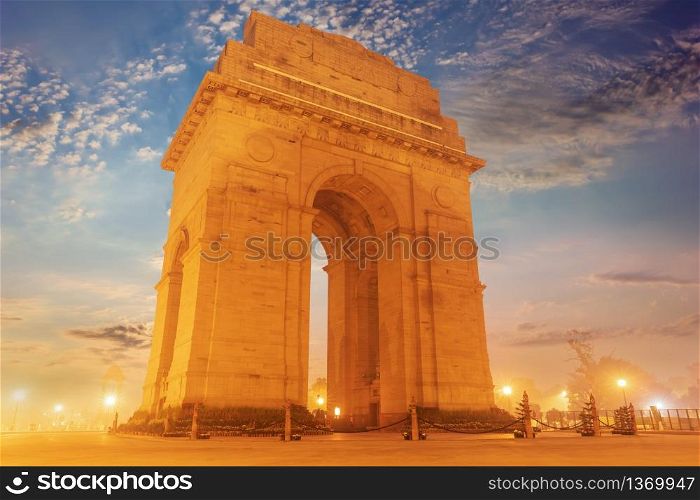 India Gate evening view, no people, New Delhi.. India Gate evening view, no people, New Delhi