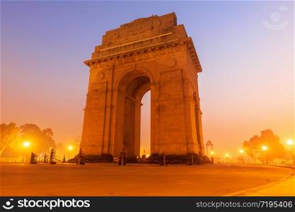 India Gate in New Delhi, evening view.. India Gate in New Delhi, evening view