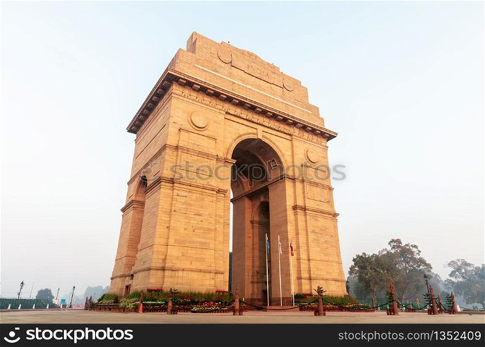 India Gate in New Delhi, morning view, no people.