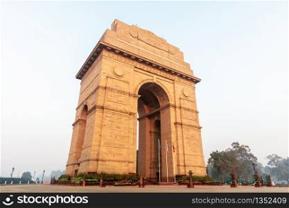 India Gate in New Delhi, morning view, no people.