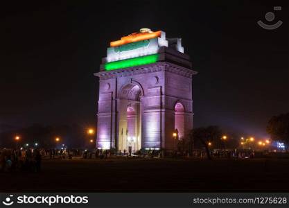 India Gate lit up at night, New Dehli.. India Gate lit up at night, New Dehli