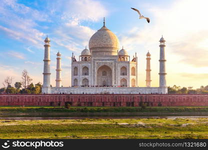 India, Taj Mahal complex, beautiful day view.. India, Taj Mahal complex, beautiful day view