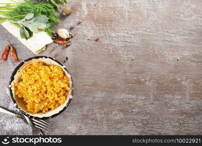 Indian cuisine - mixed rice dish made with Indian spices, curry