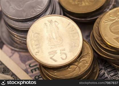 Indian Currency Rupee Coins,closeup