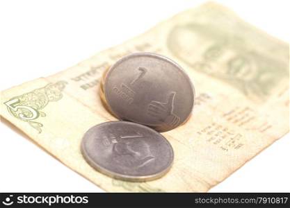 Indian Currency Rupee Notes and Coins
