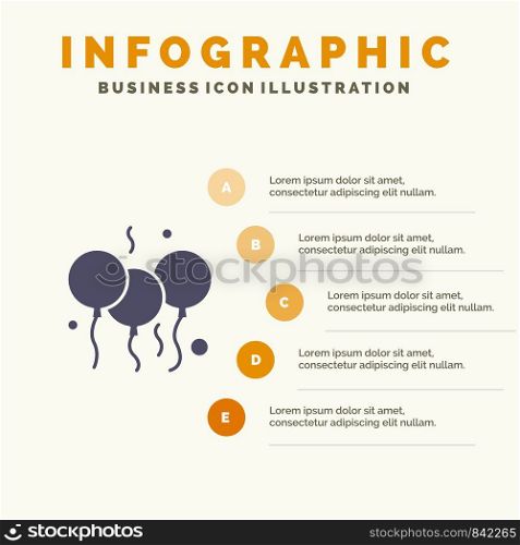 Indian, Day, Balloon, India Solid Icon Infographics 5 Steps Presentation Background
