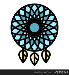 Indian dream catcher icon. Outline indian dream catcher vector icon color flat isolated. Indian dream catcher icon color outline vector
