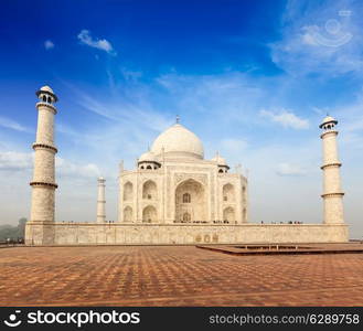 Indian famous landmark - India travel background Taj Mahal. Agra, Uttar Pradesh, India