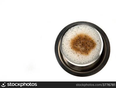 Indian Filter coffee in traditional indian glass iolated on white