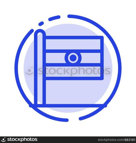 Indian, Flag, Sign, Day Blue Dotted Line Line Icon