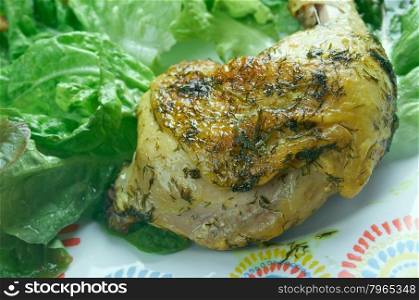 Indian Garlic Chicken served with lettuce