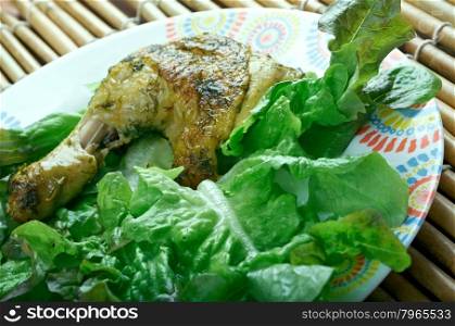 Indian Garlic Chicken served with lettuce