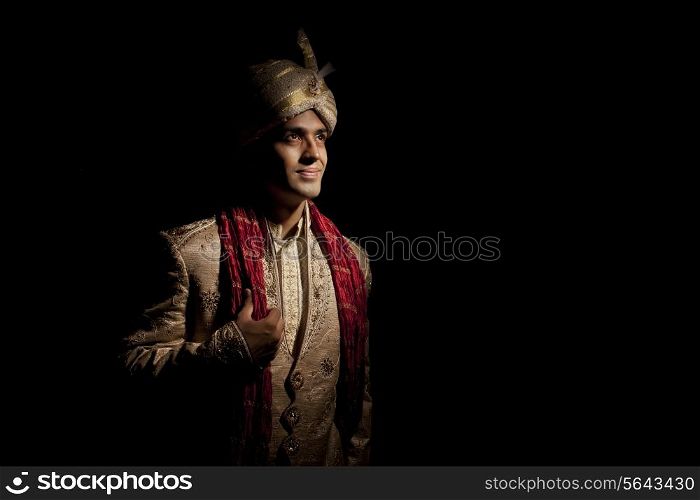 Indian groom in traditional attire