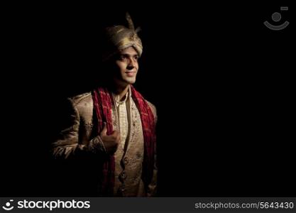 Indian groom in traditional attire
