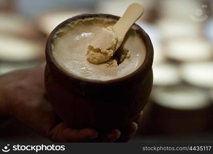 Indian Ice Cream, Kulfi served in earthen Pot