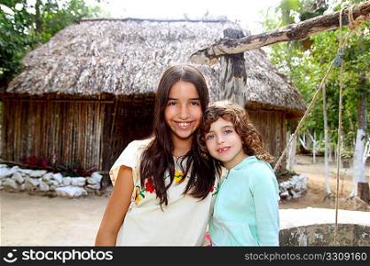 Indian mayan latin girl with her caucasian friend varied ethnicity