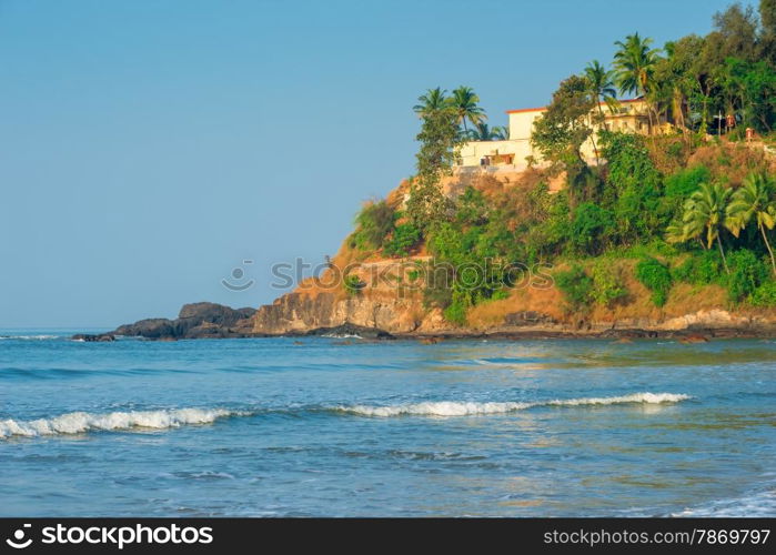 Indian Ocean and the building on the top of the mountain