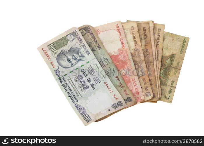Indian rupees isolated on white