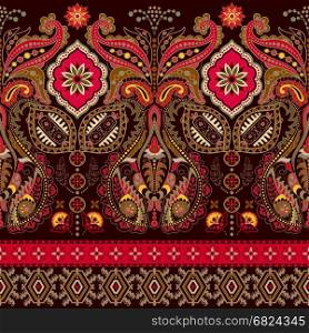 Indian seamless pattern. Wallpaper with Paisley. Ethnic style. Indian seamless pattern. Wallpaper with Paisley elements