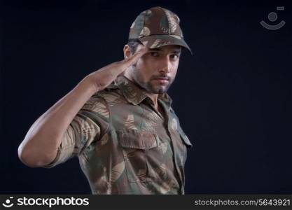 Indian soldier saluting