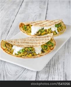 Indian spicy egg and spinach wraps