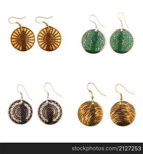 Indian traditional earrings isolated on white background