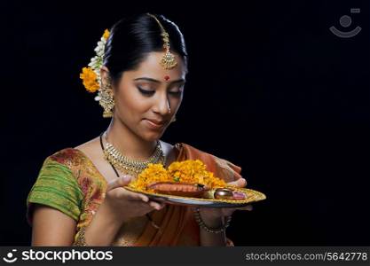 Indian woman performing puja