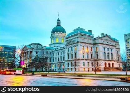 Indiana state capitol building in Indianapolis