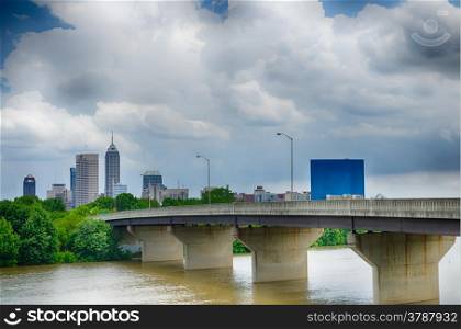 Indianapolis skyline. Panoramic image of Indianapolis skyline