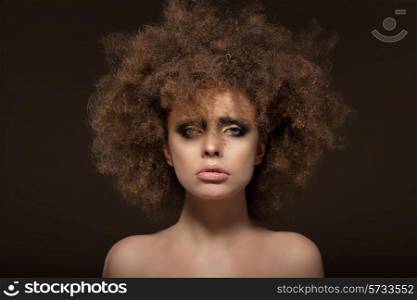 Individuality. Woman with Shaggy Waved Hair